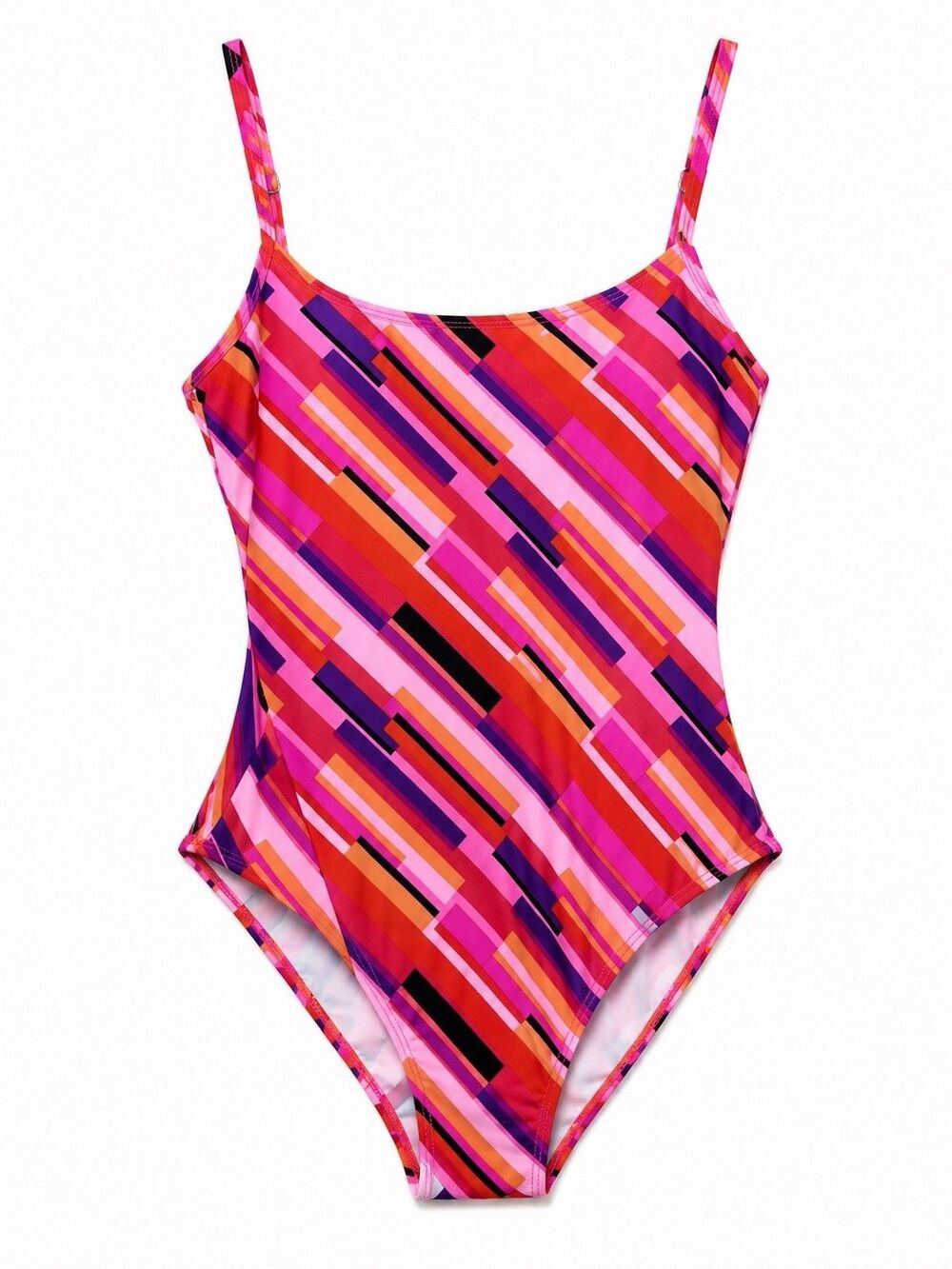 Catalina One Piece Swimsuit Women's SZ M Pink Multi Geometric Tank Strappy NWOT